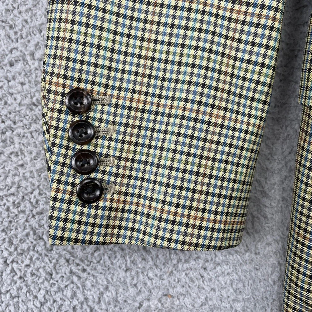 Tom James Sport Coat Mens 44 Multi Innocenti Oro Hand Tailored Check Blazer